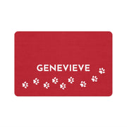 Red Paw Print Personalized Dog Food Mat – Custom Name Pet Bowl Mat