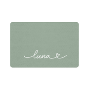Sage Green Personalized Dog Food Mat – Custom Name Pet Bowl Mat