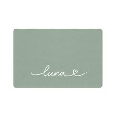 Sage Green Personalized Dog Food Mat – Custom Name Pet Bowl Mat