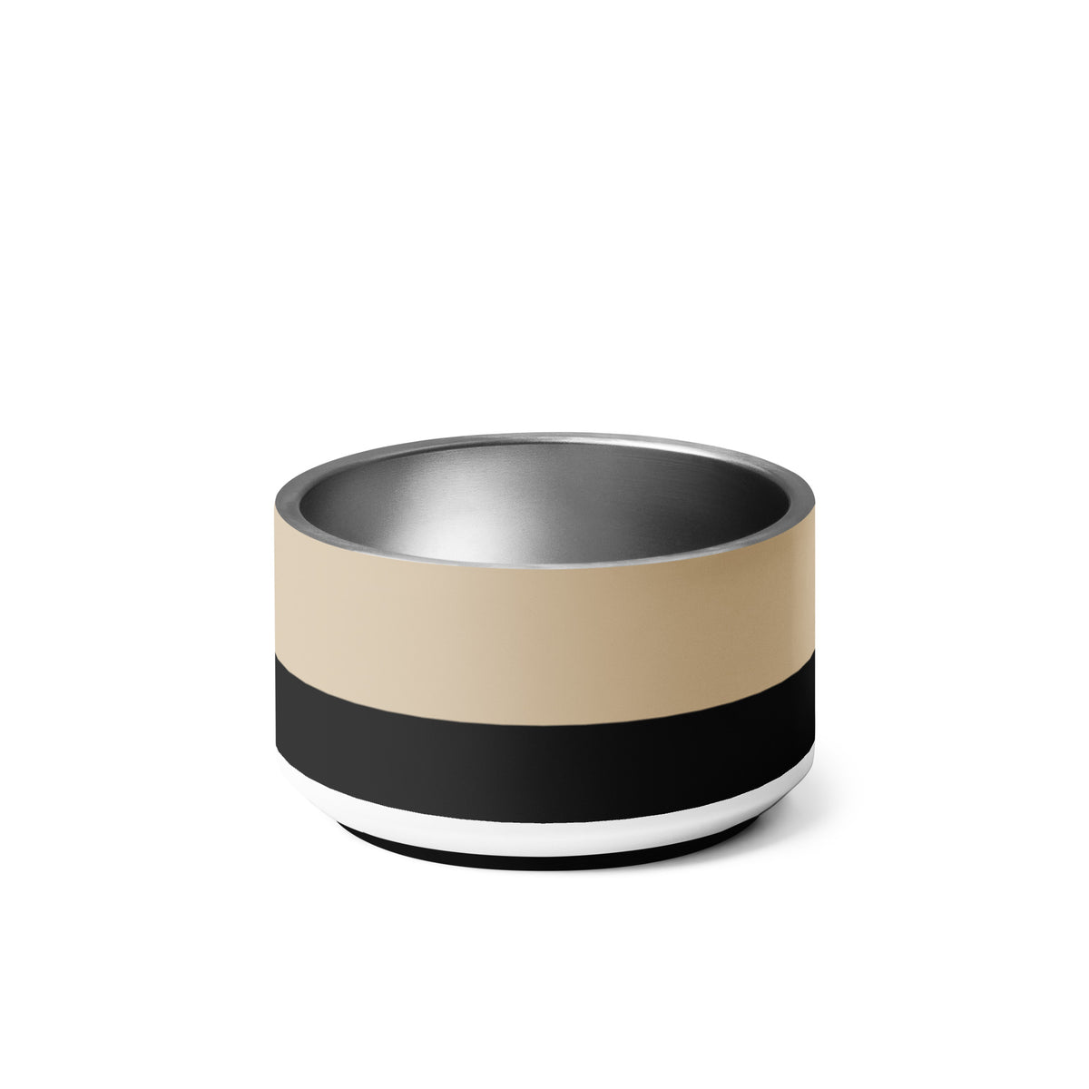Back of the tan and black two-tone personalized dog bowl 18 oz